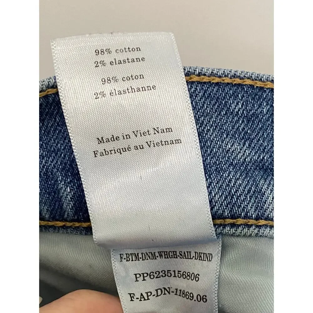 Everlane Wide Leg Jeans Womens 28R Cropped Raw Hem Blue Denim High Rise - Picture 10 of 13